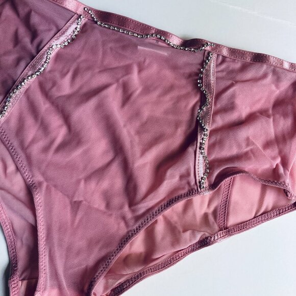 🍒 5/$25 🍒 Pretty Sheer Pink Mesh Underwear with Rhinestones - Picture 4 of 7